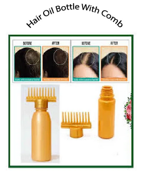 derma roller + hair oil bottle with comb 2 in 1