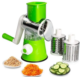 Manual Vegetable Cutter Slicer Round ,Grater,3 in1 Slicer,kadokash, Table top Drum grater Chopper Blades Multifunctional Kitchen Gadgets Cutting Machine.