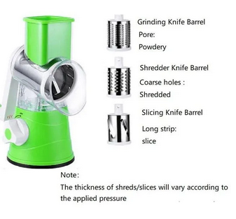 Manual Vegetable Cutter Slicer Round ,Grater,3 in1 Slicer,kadokash, Table top Drum grater Chopper Blades Multifunctional Kitchen Gadgets Cutting Machine.