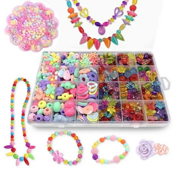 Girls DIY Bead Set Jewelry Making Kit for Kids Girl Pearl Beads for Bracelets Rings Necklaces Creativity Kits Art Craft