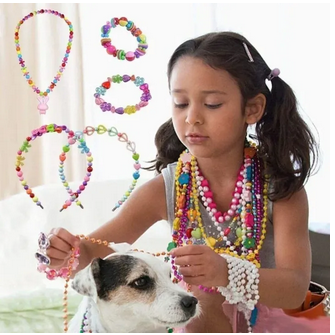 Girls DIY Bead Set Jewelry Making Kit for Kids Girl Pearl Beads for Bracelets Rings Necklaces Creativity Kits Art Craft